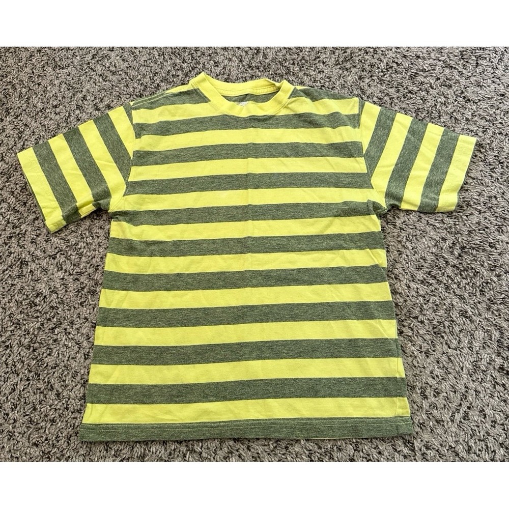 Faded Glory Boys Yellow Gray Stripped Short Sleeve Tee Size M (8)